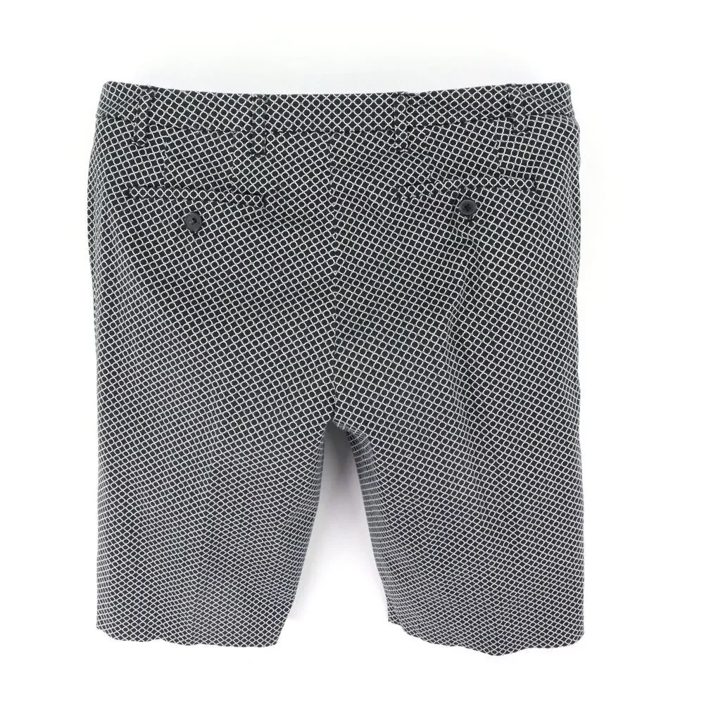 New York & Company Shorts Womens Size 10 Black Geometric Chinos Pockets Mid Rise